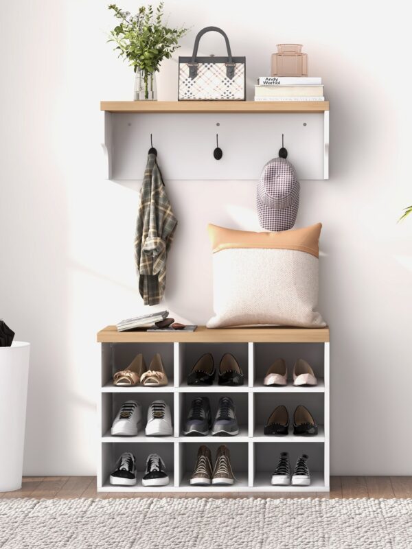 Walker Edison | Entryway 2-in-1 Coat Rack and Shoe Bench Set