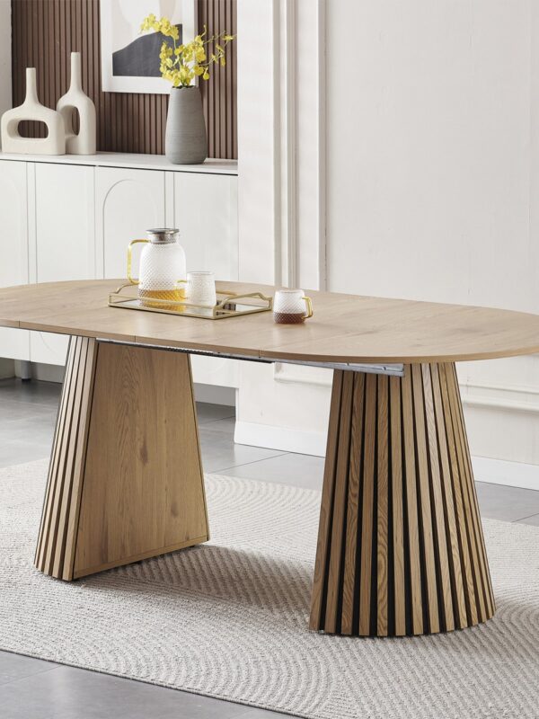 Walker Edison | Modern Reeded Oval Extendable Wooden Dining Table