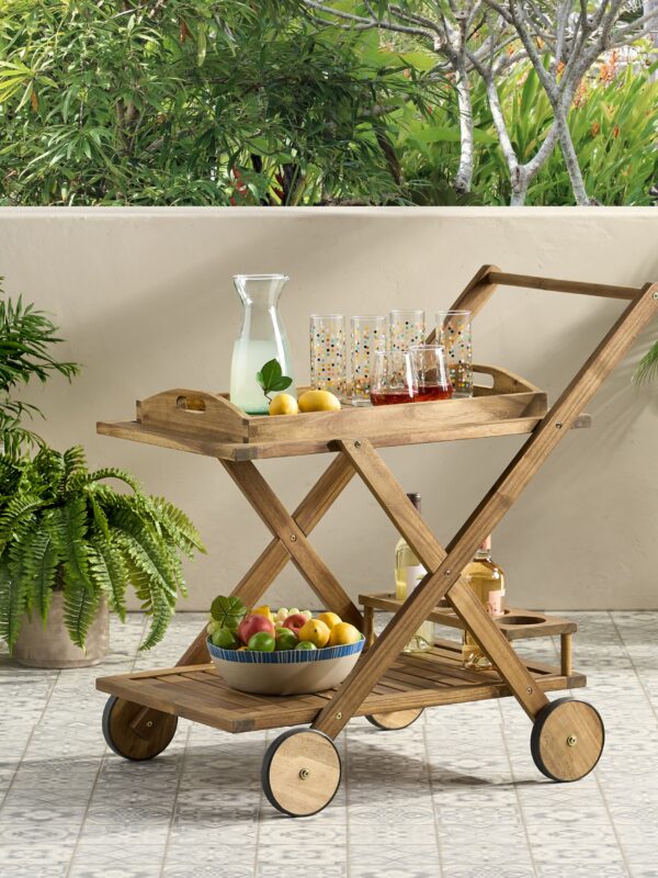 Walker Edison | Outdoor Patio Wood Bar Cart