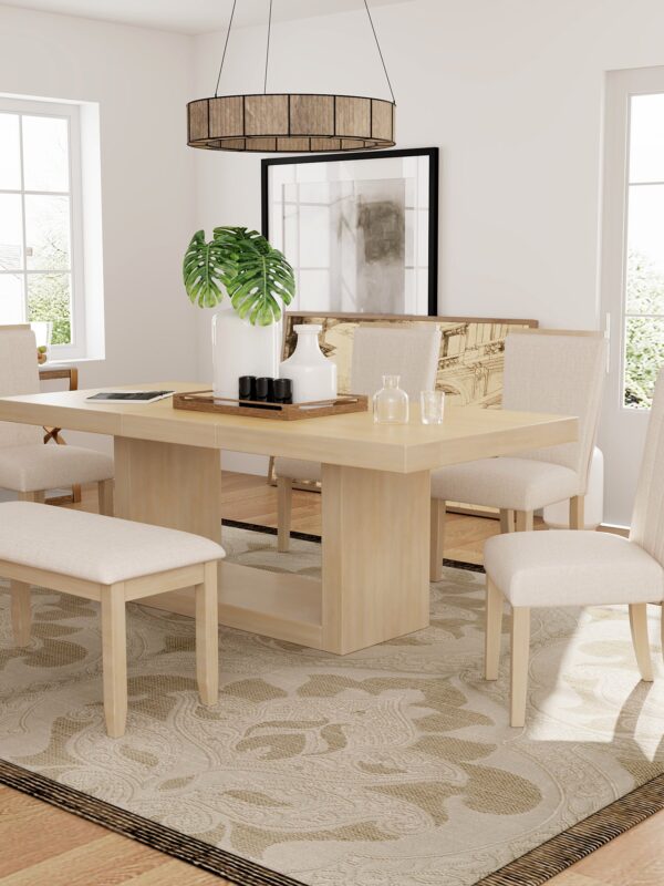 Walker Edison | Contemporary 6-Piece 78" Extendable Dining Table Full Set