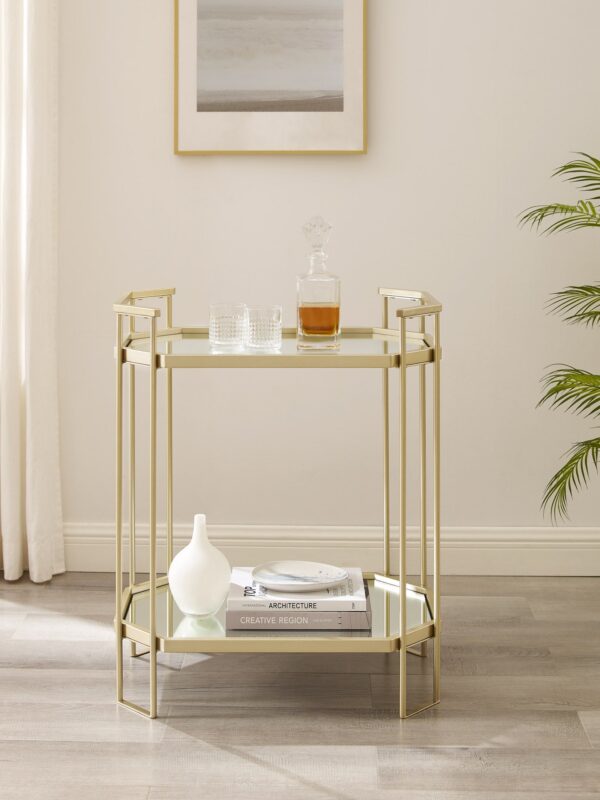 26" Metal Accent Table with Mirrors