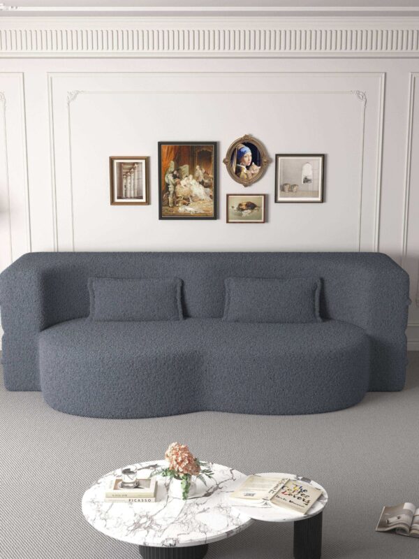 Walker Edison | Convertible Modern Teddy Floor Full Size Sofa Bed with Pillows