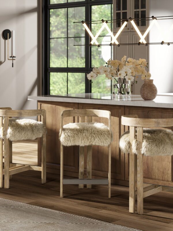 Millwick 26.5' Low Back Genuine Fur Counter Stool