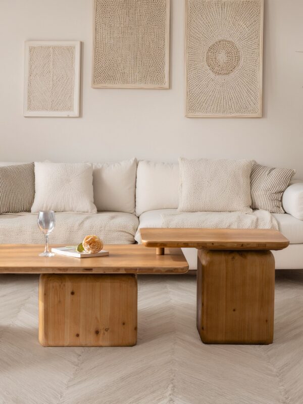 Walker Edison | Vintage Style Square Coffee Table Set of 2