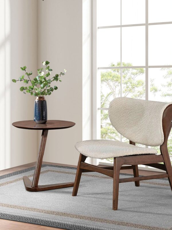 Walker Edison | Mid-Century Modern Wingback Chair With Side Table
