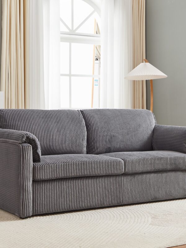Walker Edison | Futon Grey Corduroy Pull Out Sleeper Sofa Bed