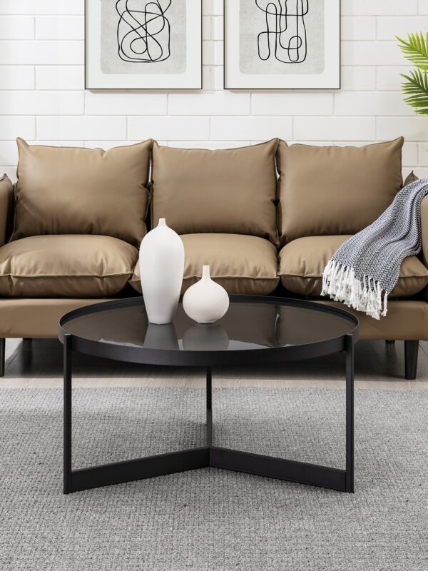 Modern Glass and Metal Round Coffee Table