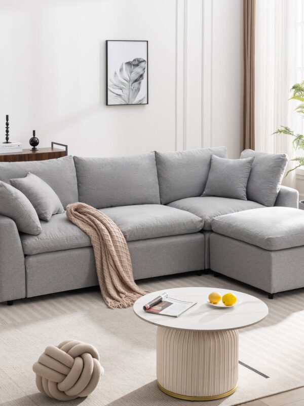 Walker Edison | Down Filled Convertible Sectional Sofa with Reversible Chaise