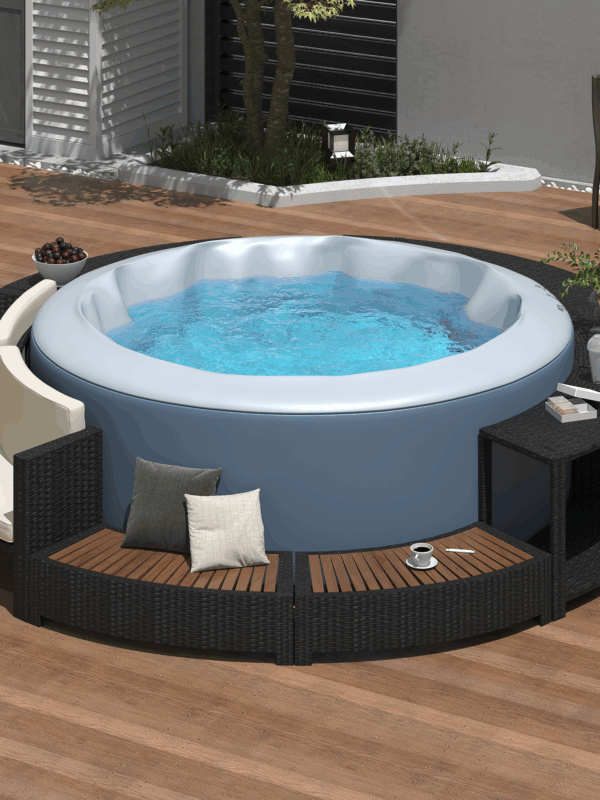 Walker Edison | Spa Surround Spa Frame Patio Rattan Sofa Set with Storage Spaces