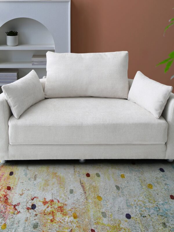 Walker Edison | Curve Design Linen Foldable Sleeper Sofa Bed