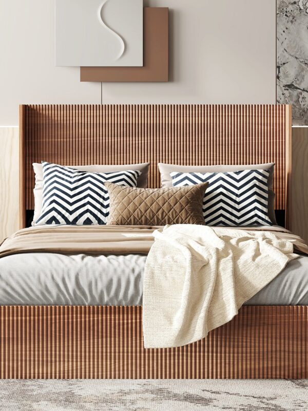Walker Edison | Queen Modern Grooved Undulating Lift Storage Bedframe