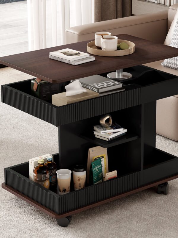 Walker Edison | Modern Multifunctional Adjustable Side Table with Lift-Top