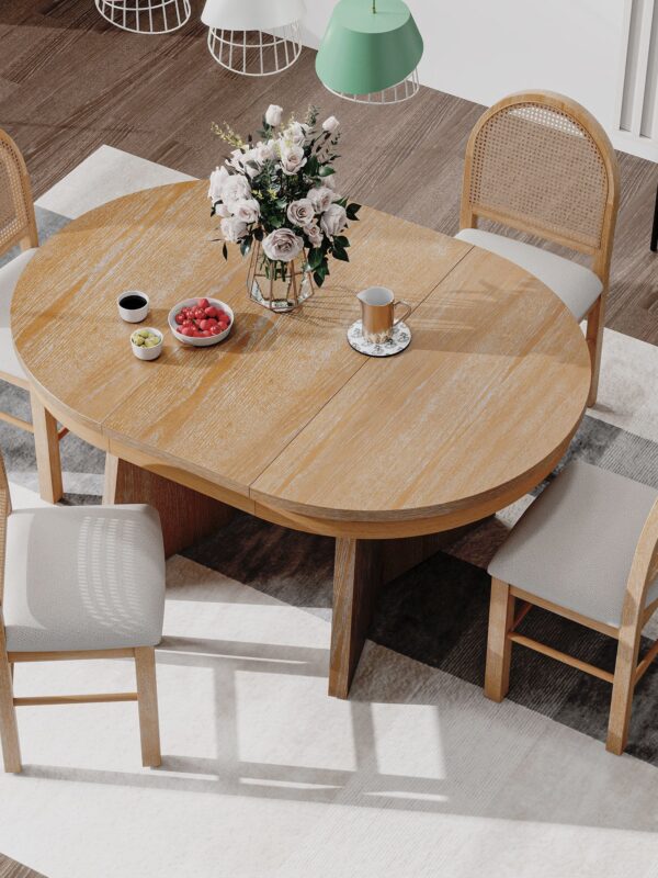 Walker Edison | Extendable 5-Piece Round Dining Table Set for 4