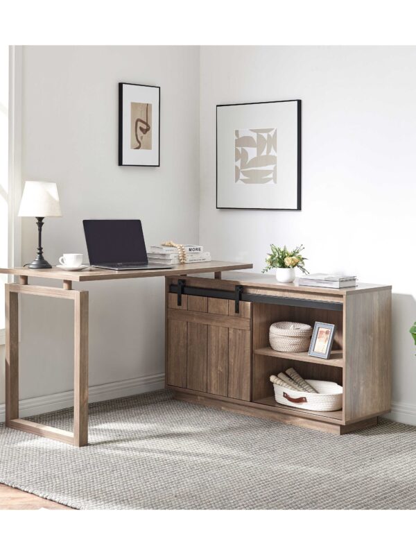 Walker Edison | Farmhouse L-shaped Workstation Home Office Desk