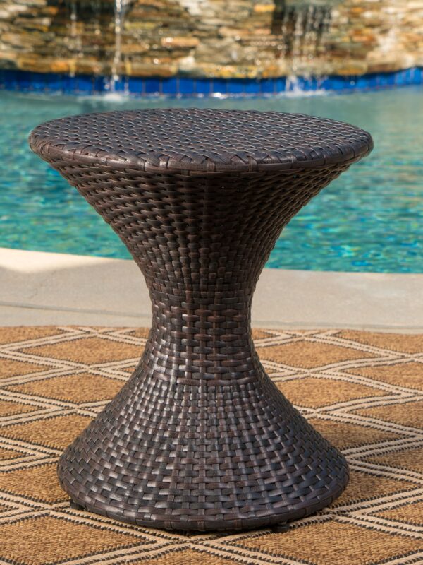 Walker Edison | Outdoor 16-inch Multi-brown Wicker Hourglass Side Table
