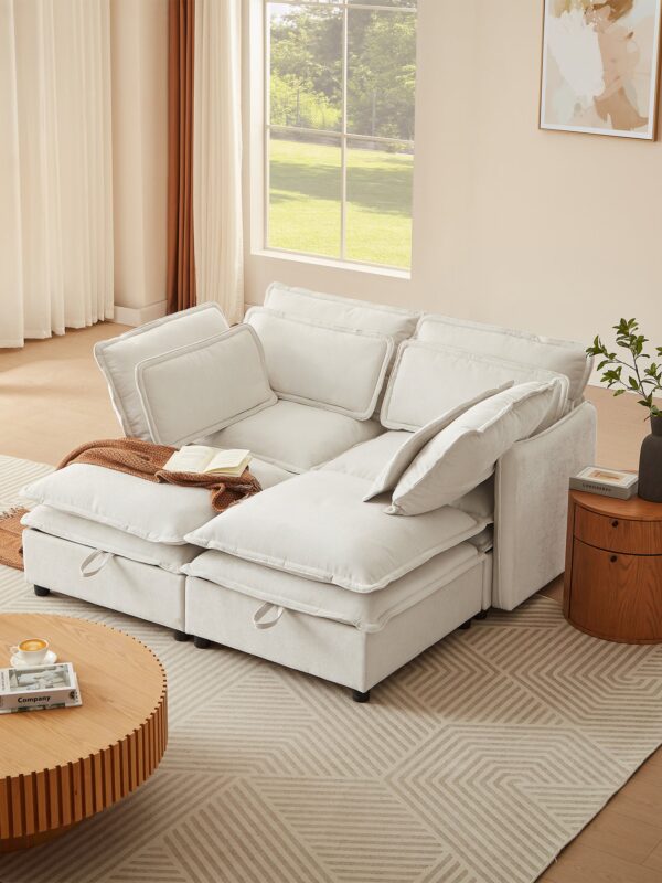 Walker Edison | Modular Double-Layer Cushion Modular Sofa with Storage