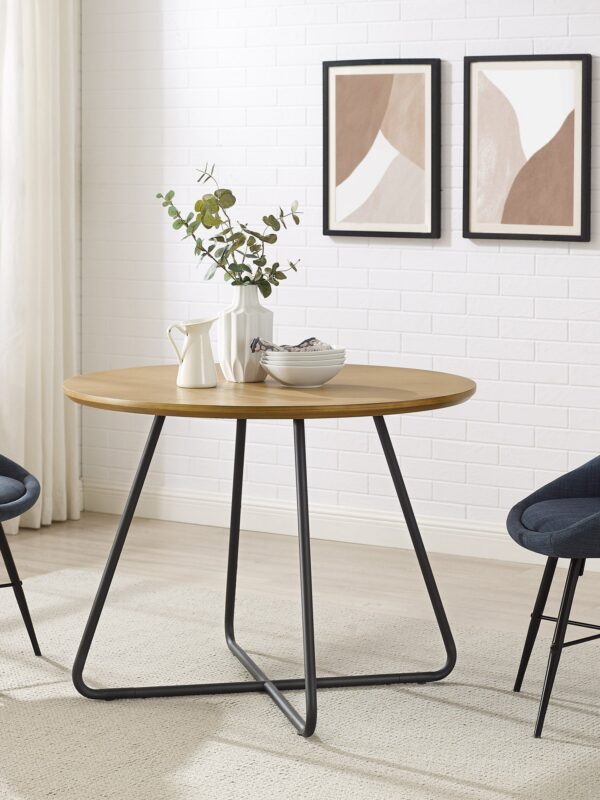 Alex 40" Modern Veneer and Metal Round Dining Table