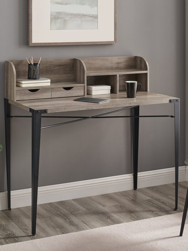 Angle Iron Desk with Hutch