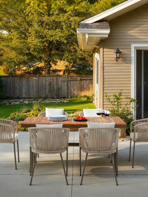 Walker Edison | Modern All-Weather Outdoor 7 Piece Patio Dining Set