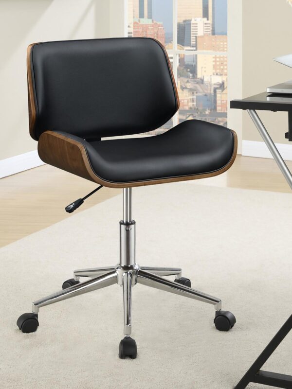 Walker Edison | Faux Leather with Wood Swivel Office Chair