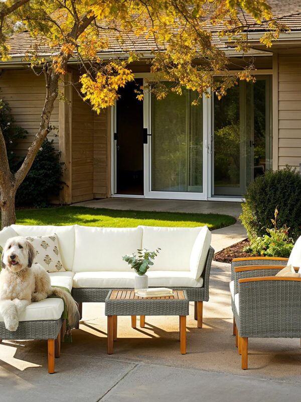Walker Edison | Wicker 9-Piece Patio Modular Sofa Set