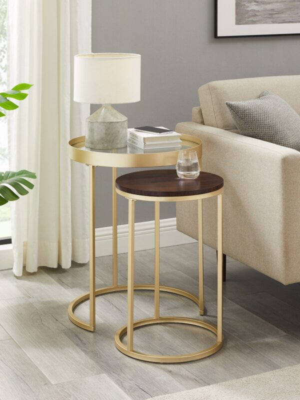 Metal and Glass Nesting Side Tables