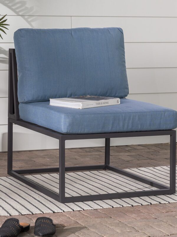 Trinidad Outdoor Modern Modular Patio Side Chair - Blue