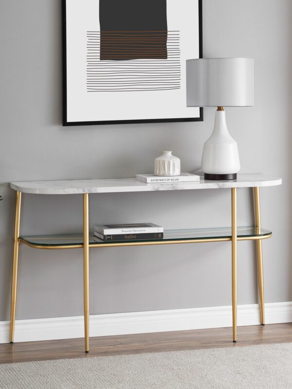Tilly Modern Minimal Curved Faux Marble Entry Table
