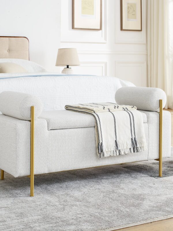 Walker Edison | Minimalist Upholstered Linen Storage Bench