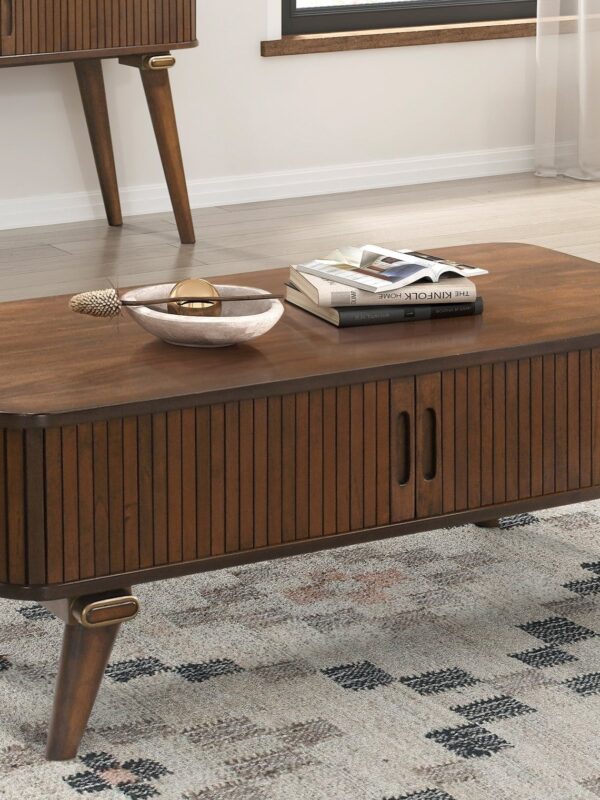 Walker Edison | Minimalist Reeded Storage Coffee Table