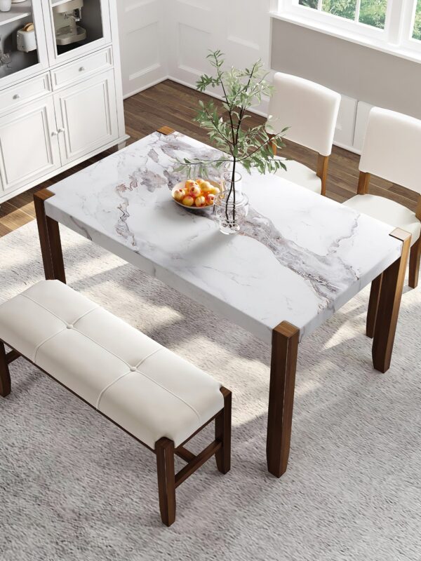 Walker Edison | Faux Marble 4-Piece Modern 46' Dining Set