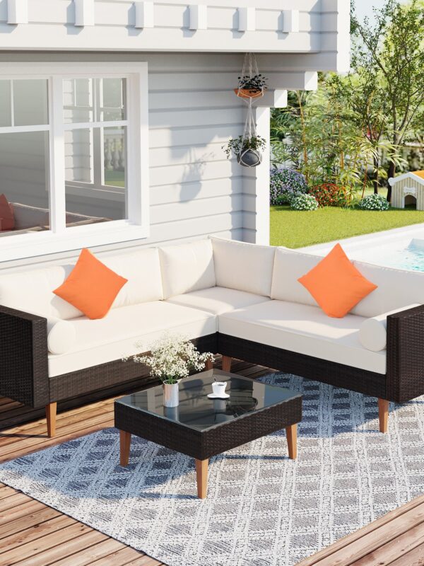 Walker Edison | Outdoor Patio Wicker 4-Piece Sofa Set