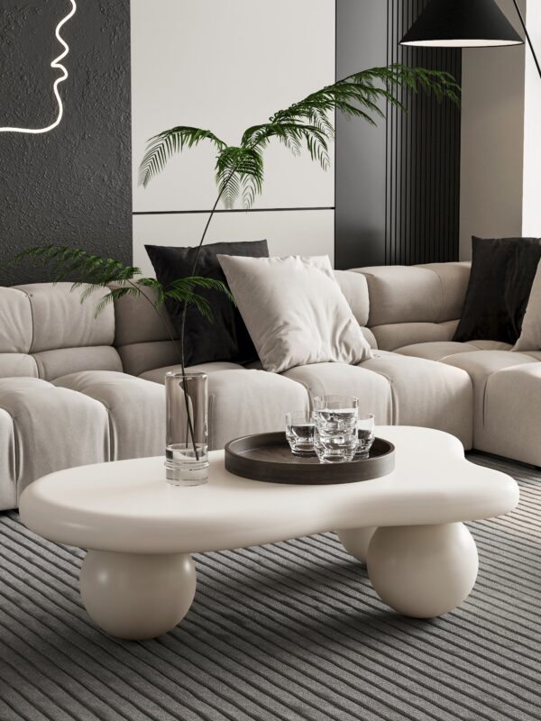 Walker Edison | Cloud Shaped Coffee Table with Ball Legs