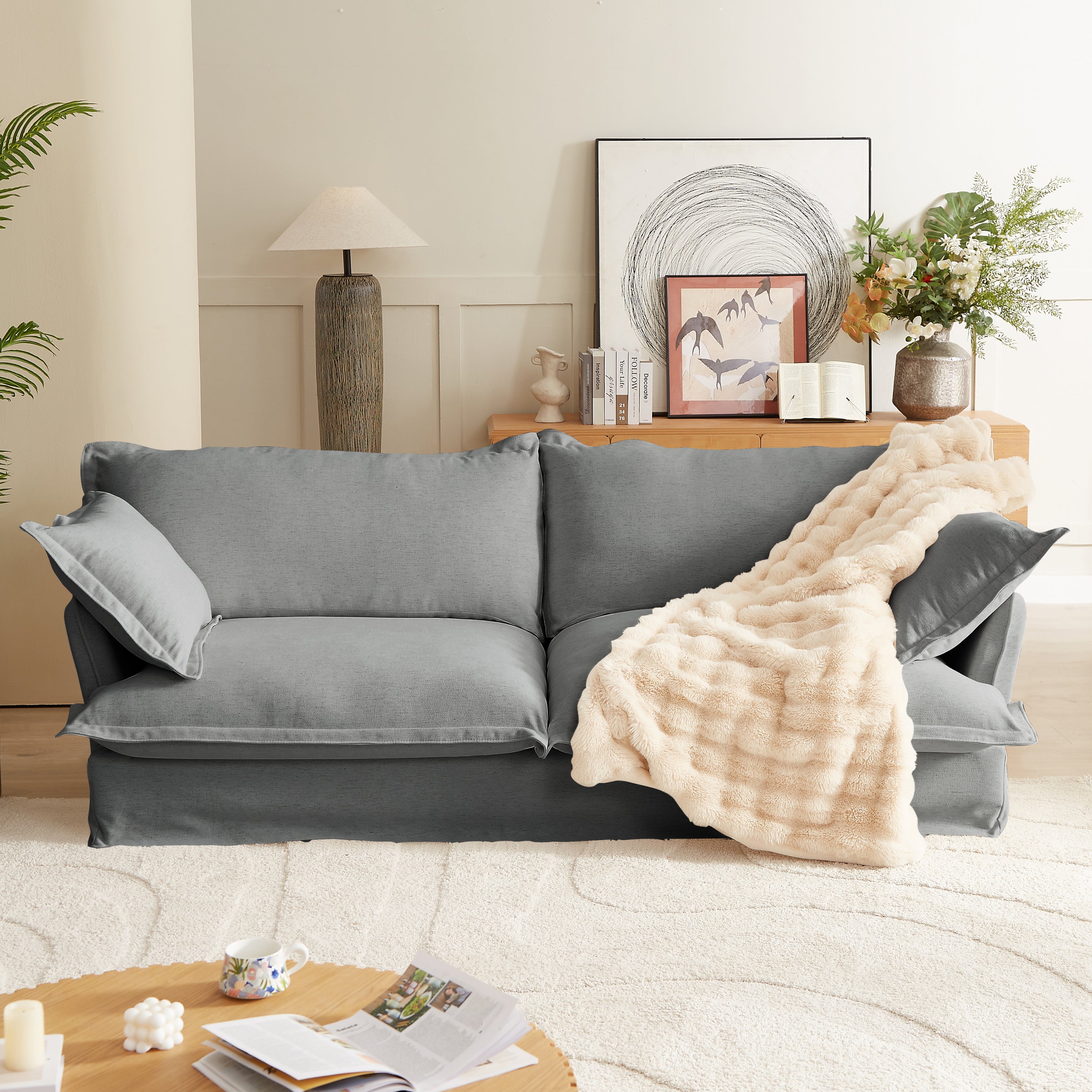 Walker Edison | Modern Comfy Pillow Top Loveseat Sofa
