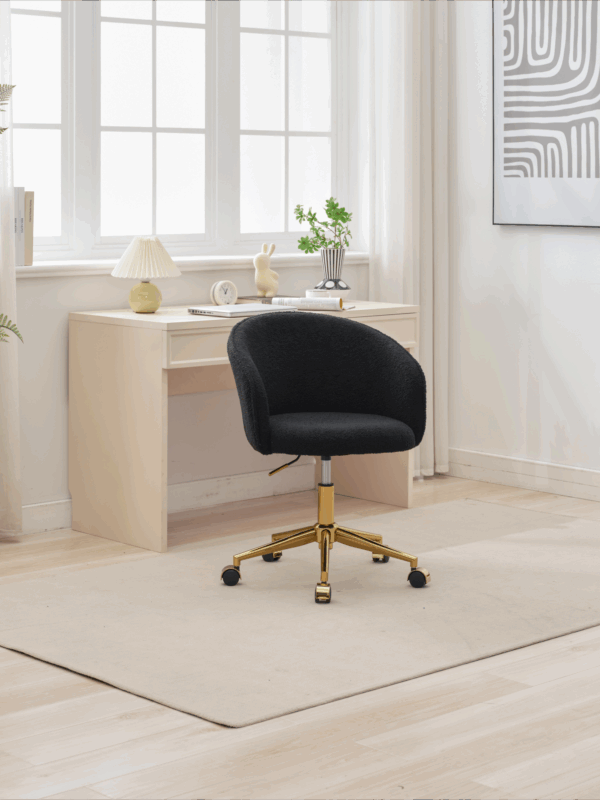 Walker Edison | Black Teddy Desk Chair with Gold Rolling Base