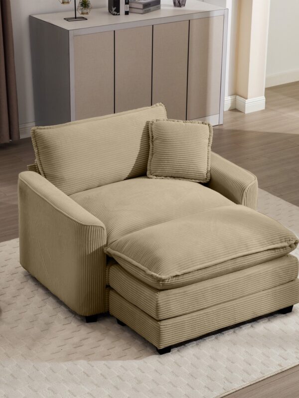 Walker Edison | Corduroy Deep Seat Sofa Chair with Ottoman