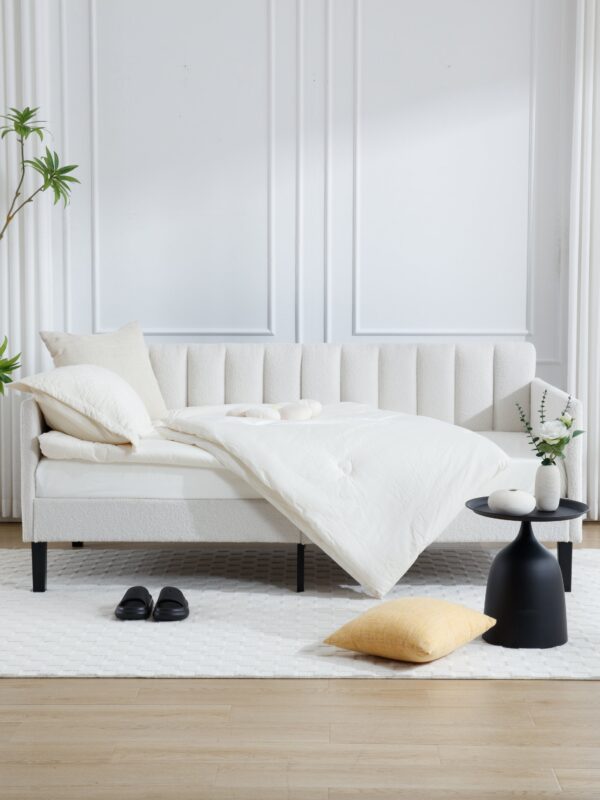 Walker Edison | Elena Twin Size Ivory Boucle Upholstered Daybed