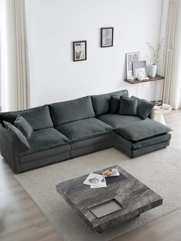 Walker Edison | Comfy Modular Cloud L Shaped Sectional Sofa With Ottoman