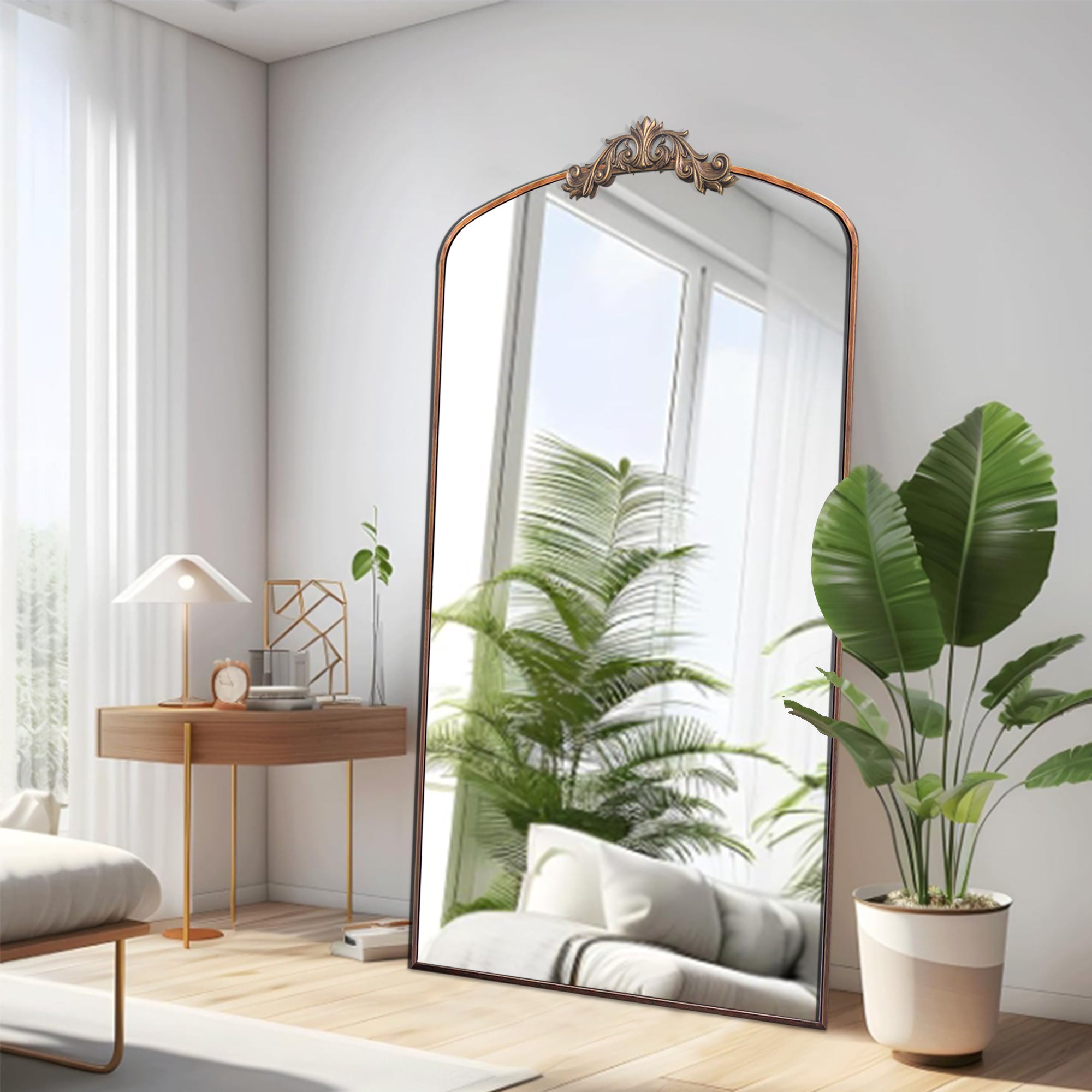 Walker Edison | Vintage Ornate Arched Full Length Mirror