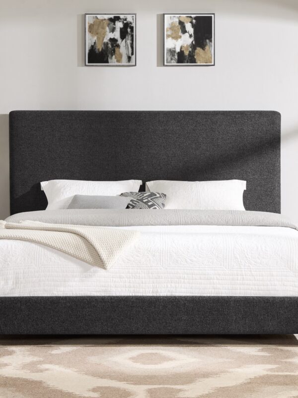 Walker Edison | King Size Charcoal Grey Upholstered Platform Bed