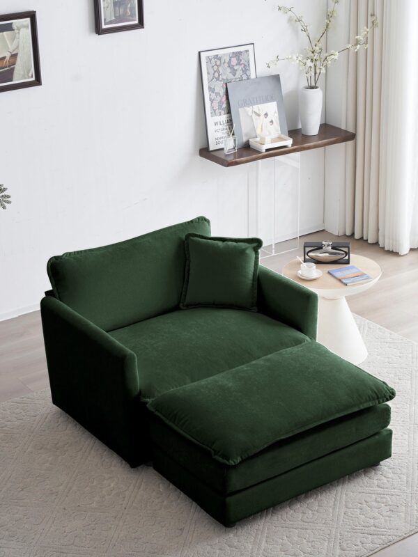 Walker Edison | Chenille Cloud Accent Chair with Ottoman Set