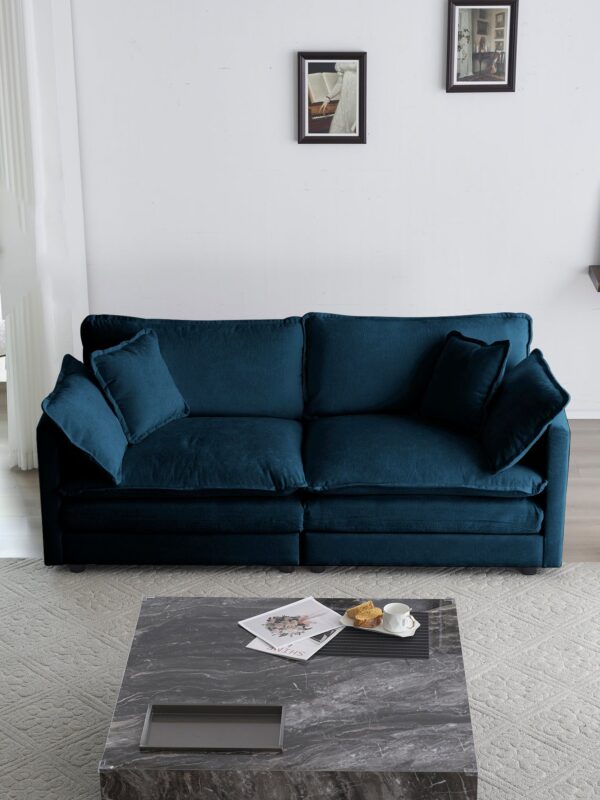 Walker Edison | Modern Chenille Cloud Loveseat Sofa Blue