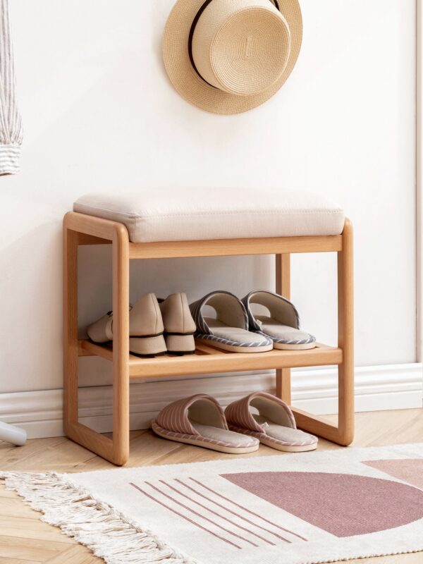 Walker Edison | Natural Solid Wood Entryway Shoe Bench
