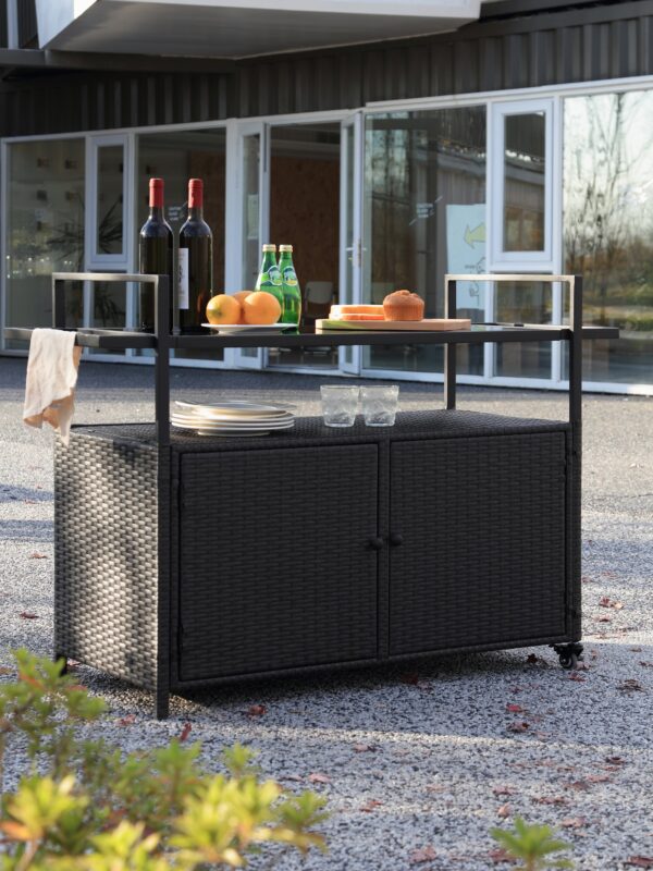 Walker Edison | Outdoor Wicker Bar Cart
