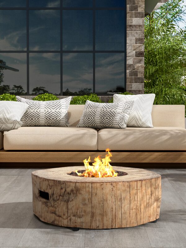 Walker Edison | Wood Pattern Outdoor Patio MGO Propane Fire Pit