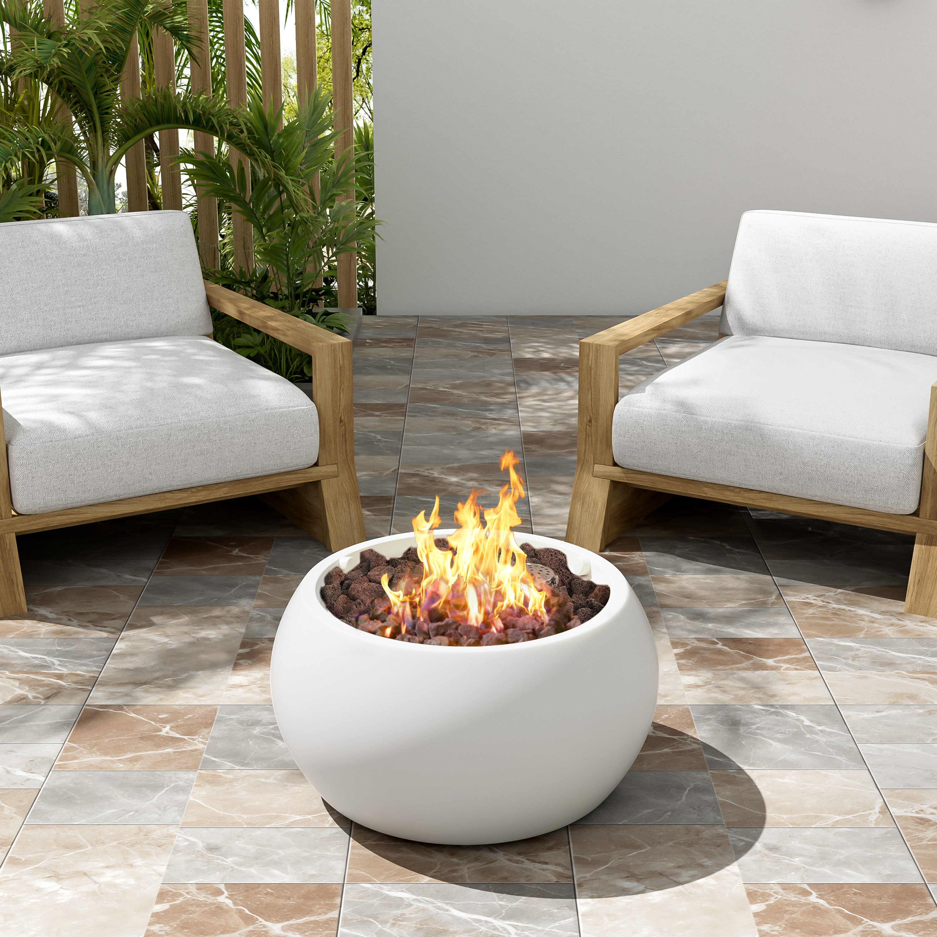 Walker Edison | Minimalist Round Design Outdoor Patio MGO Propane Fire Pit