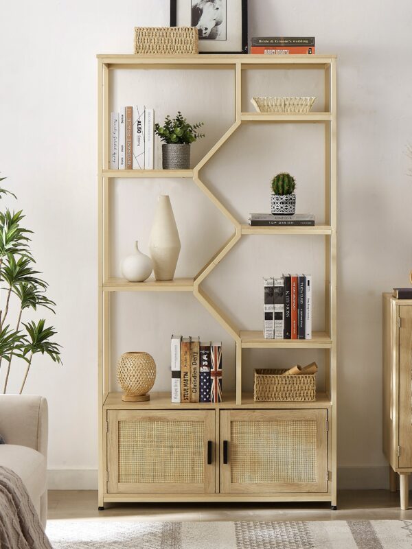 Walker Edison | Rattan Bookshelf Storage Cabinet