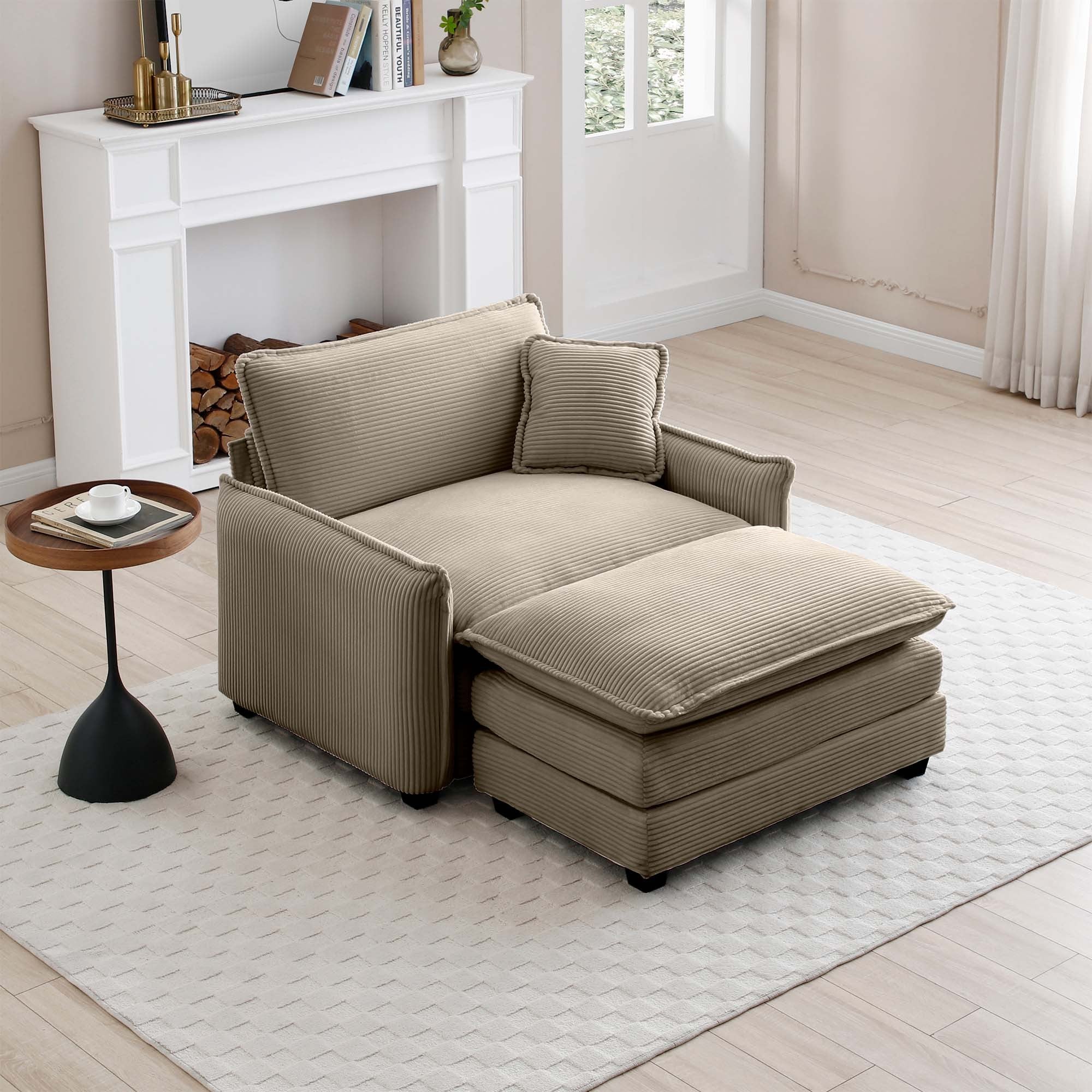 Walker Edison | Cloud Deep Sofa Chair With Ottoman