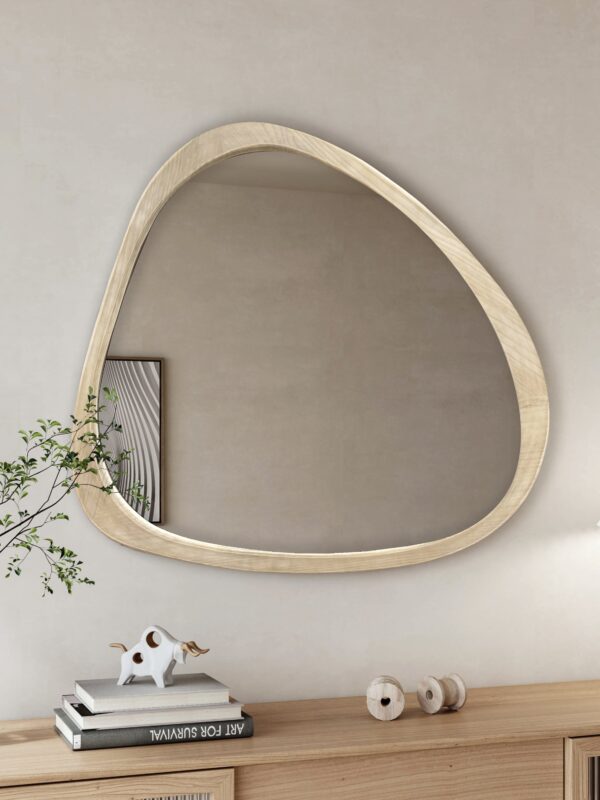 Walker Edison | Asymmetrical Natural 45" Wooden Wall Mirror