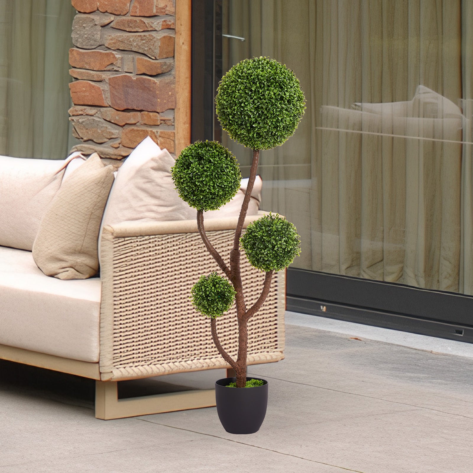 Walker Edison | Boxwood Topiary Ball Tree for Indoor Outdoor Decor